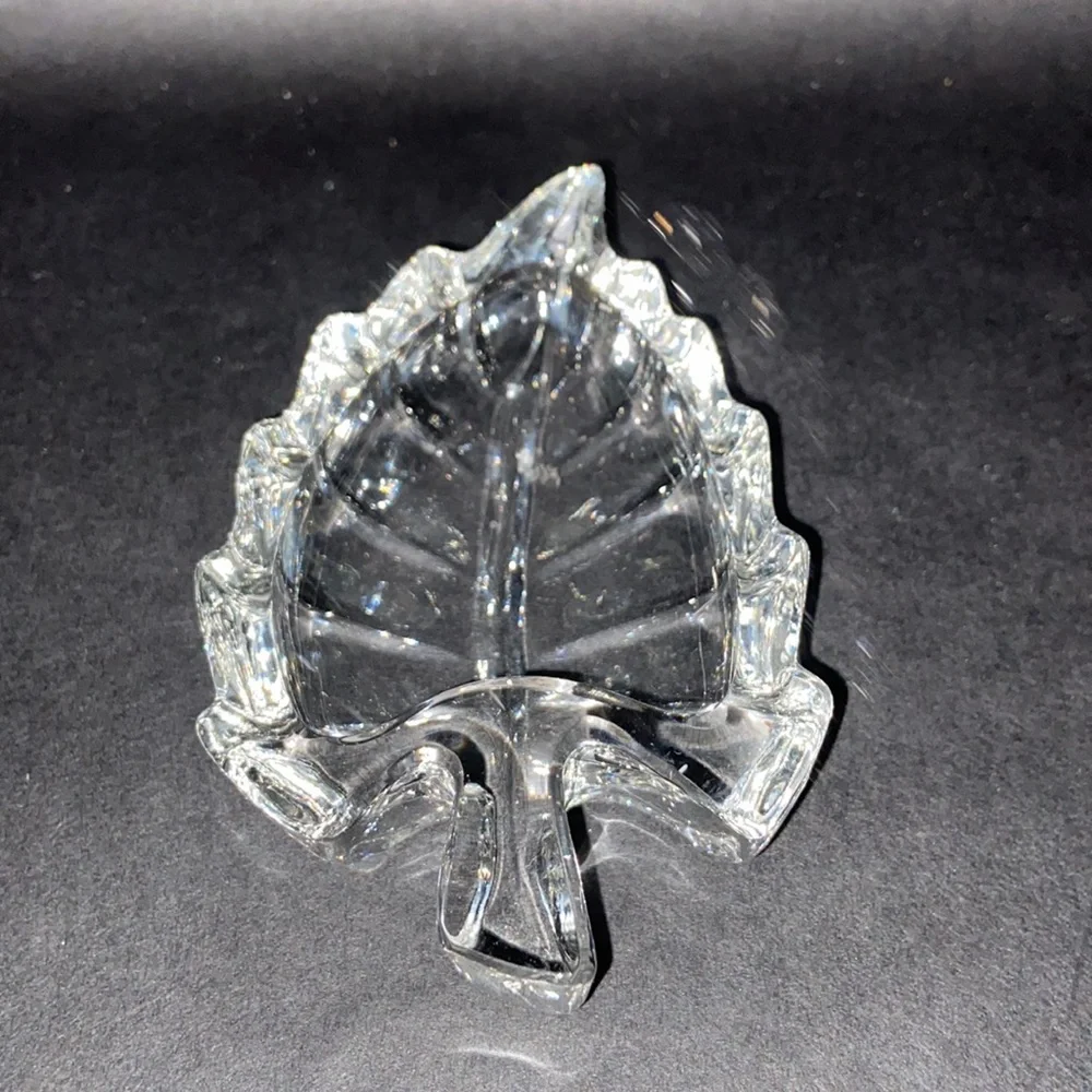 Crystal Leaf Jewelry Trinket Dish